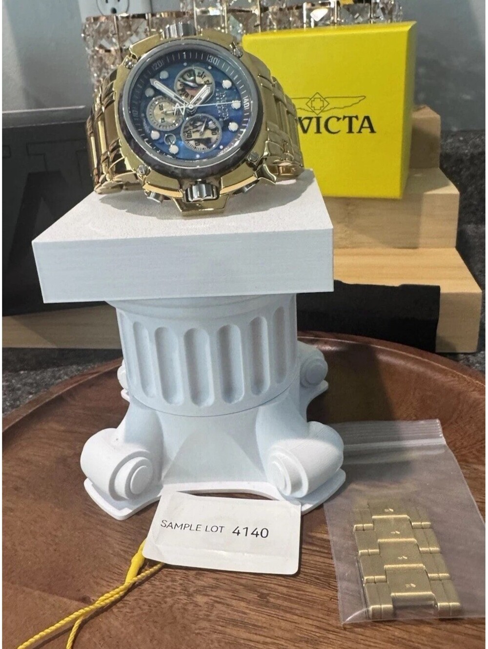 Invicta Coalition Forces 44967 Swiss Quartz 60mm Abalone Dial Gold Watch Box